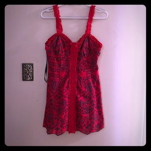 Red embroidered mini dress